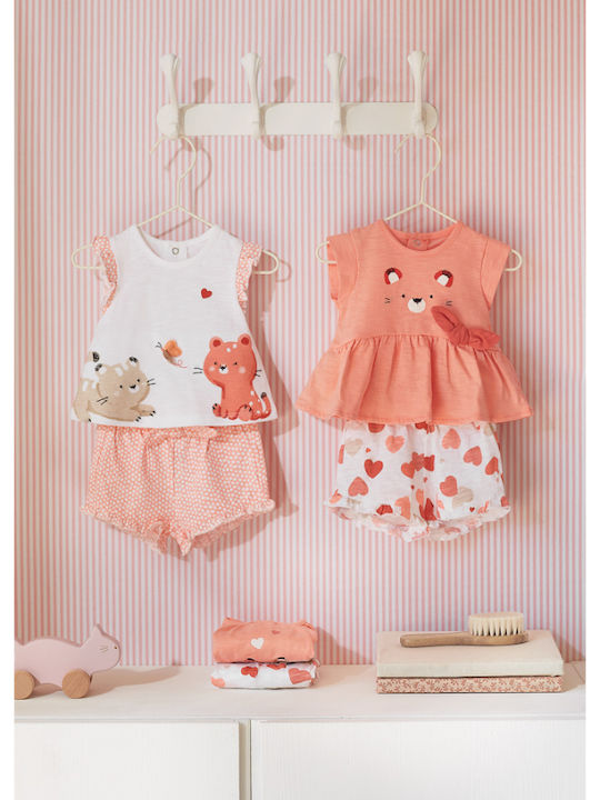 Mayoral Kids Set with Shorts Summer 4pcs Orange