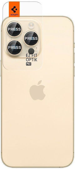 Spigen Optik Pro EZ Fit Camera Protection Tempered Glass Gold for the iPhone 14 Pro / 14 Pro Max