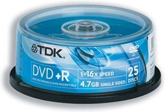 TDK Recordable DVD+R 16x 4.7GB Cake Box 25pcs