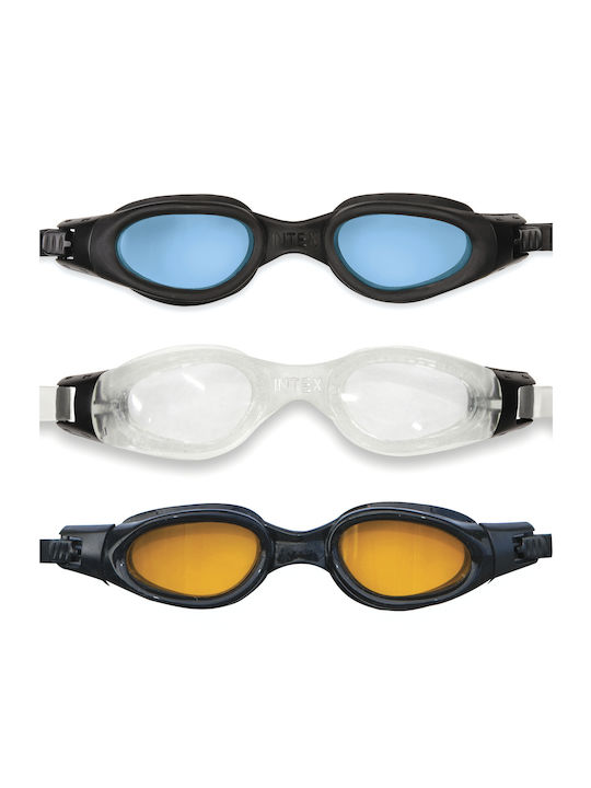 Intex Silicone Sport Master Γυαλιά Κολύμβησης Παιδικά με Αντιθαμβωτικούς Φακούς Μαύρο/Πορτοκαλί