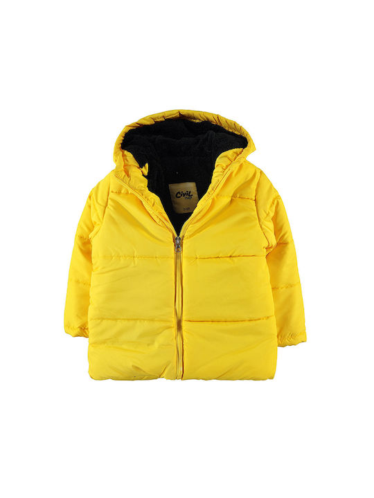 Children's jacket with hood and lining yellow for boys (2-6 years)