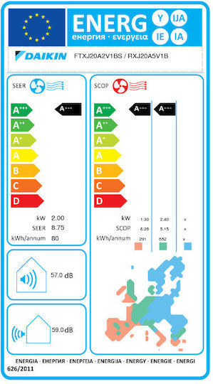 Daikin Emura FTXJ-AW Air Conditioner Inverter 7000 BTU A+++ / A+++ with WiFi and Coanda Effect