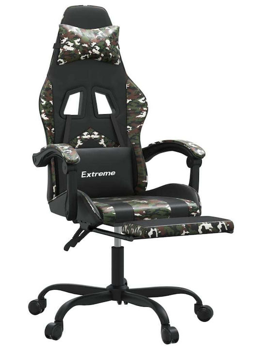 vidaXL 349614 Геймърски стол с RGB осветление и подлакътник Camo Black
