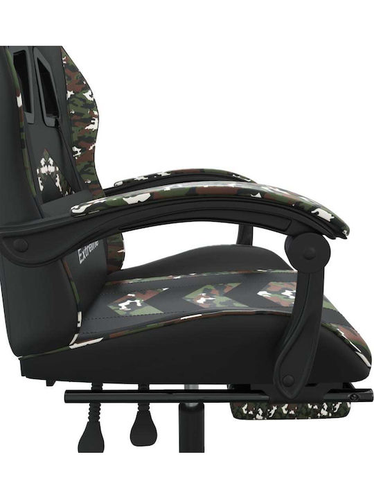 vidaXL 349614 Геймърски стол с RGB осветление и подлакътник Camo Black