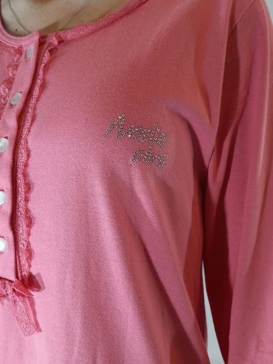 Women's Nightgown With Long Sleeve Amelie CORAL