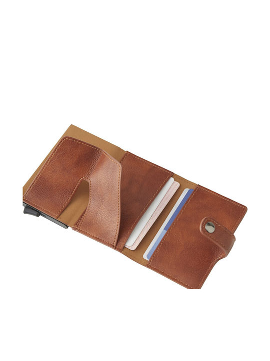 Men's Wallet Cards with RFID and Slide Mechanism Brown