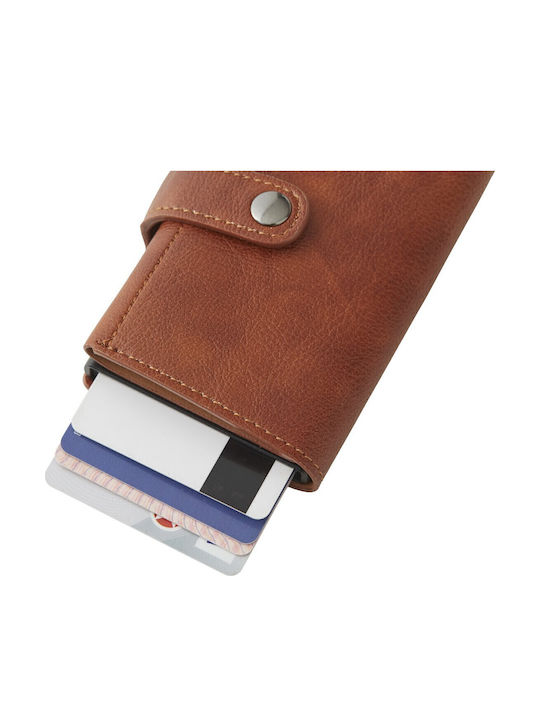 Men's Wallet Cards with RFID and Slide Mechanism Brown