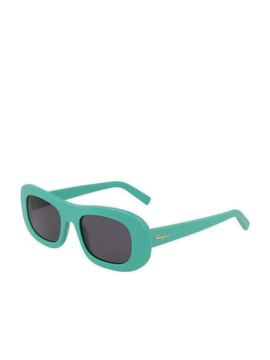 Salvatore Ferragamo Women's Sunglasses with Turquoise Plastic Frame and Gray Lens SF1046S 300