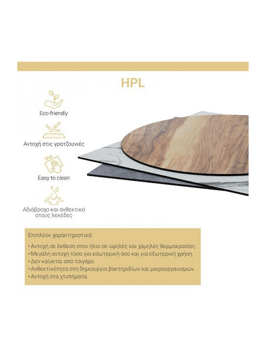 Pakketo PWH-0005 Round Table Surface HPL in Brown Color 60x60x1.2cm