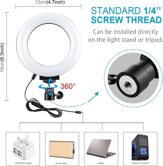 Puluz Ringlicht 12cm 3200 - 6500K mit Handyhalter
