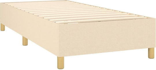 Bed Single Upholstered with Fabric Blue with Slats & Mattress 90x200cm