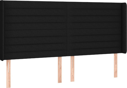 Bed Queen Upholstered with Fabric Black with Slats & Mattress 160x200cm