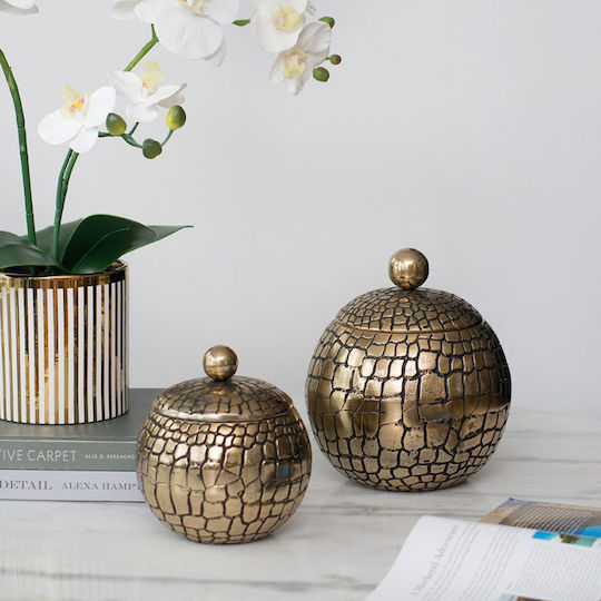 Artekko Decorative Vase Croco Gold 15x15x17cm