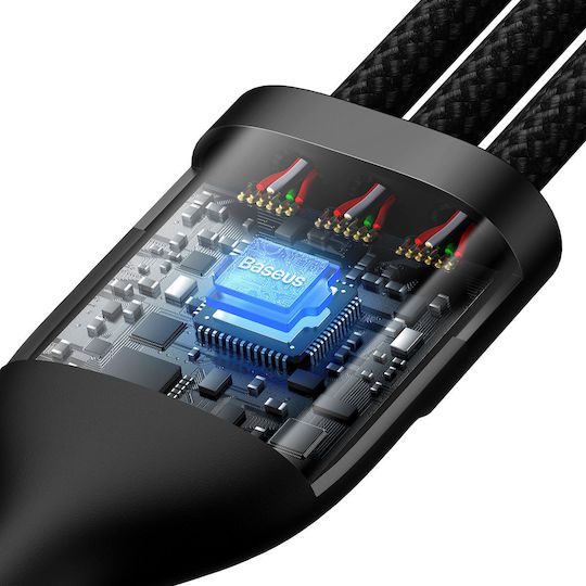 Baseus Flash Series Ⅱ Braided USB to Lightning / Type-C / micro USB Cable Μαύρο 1.2m (CASS040001)