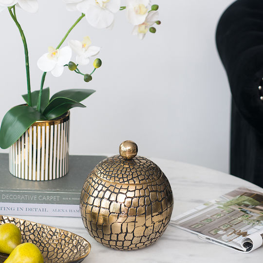 Artekko Decorative Vase Croco Gold 19.5x19.5x22cm