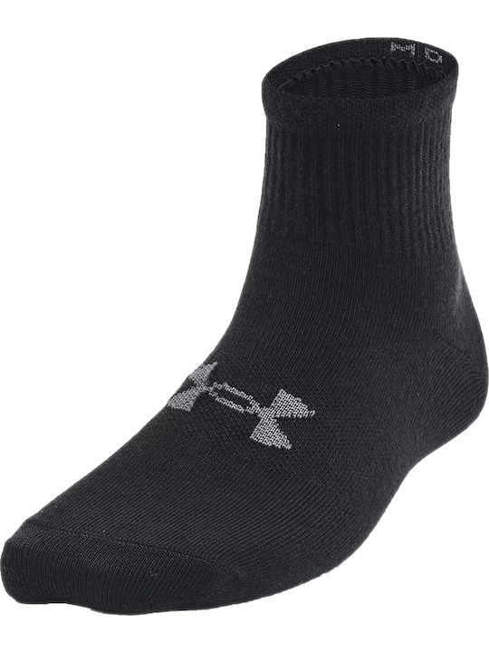 Under Armour Αθλητικές Παιδικές Κάλτσες Μακριές Essential Qtr Yth Unisex Μαύρες 3 Ζευγάρια