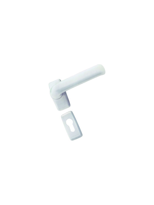 Domus Espag Window Handle on Rosette 6115 White with Distance Between Hole Centers 75mm 6115L