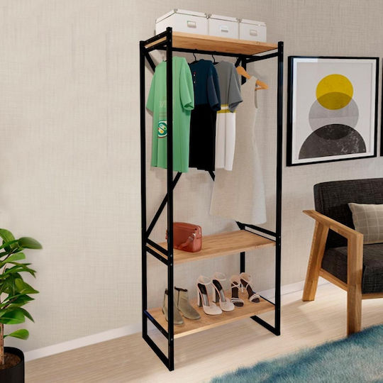 Zula Entry Furniture with Hanger & Shoe Rack Black / Pine Oak 66x30x160cm