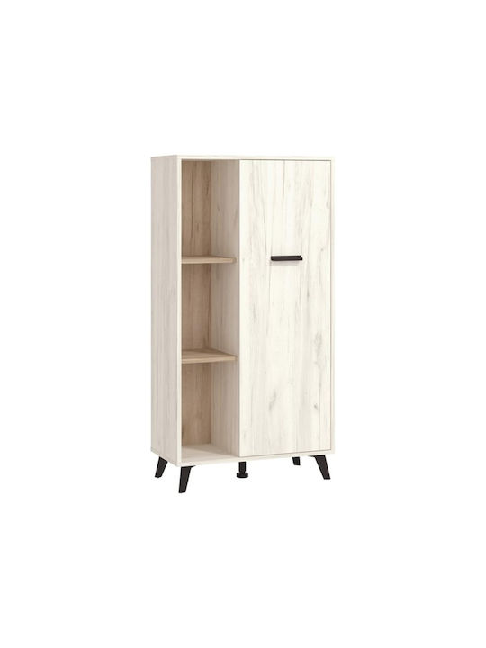 Umbria POP Wohnzimmer Vitrine aus Spanplatte Graue Eiche / Weiß 67.5x33x130.5cm