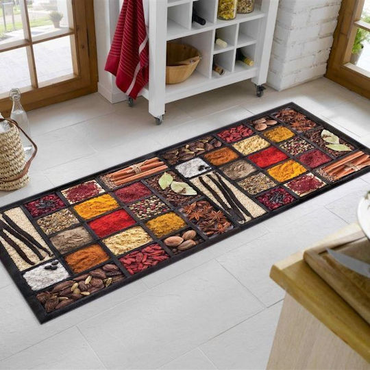 Dimcol Spices 246 Kitchen Mat Runner with Anti-slip Underlay Multicolour 80x200εκ.