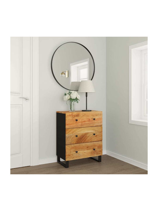 Chest of Drawers of Solid Wood with 3 Drawers 60x33x75cm