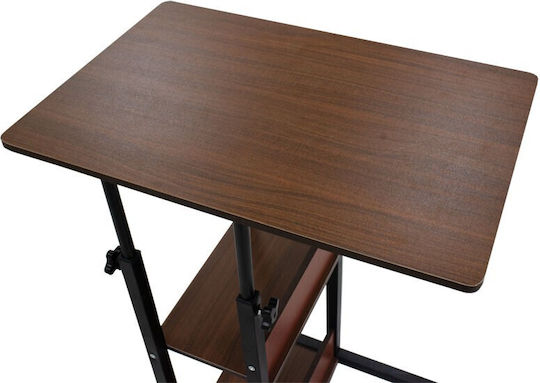 Rectangular Side Table Babs Wooden with Wheels Walnut - Black L60xW40xH71cm.