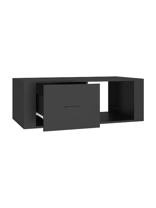 Masa Centrală Rectangulară Din Lemn Cu Sertare Neagră Lățime 50,5 Lungime 100 Înălțime 35 cm