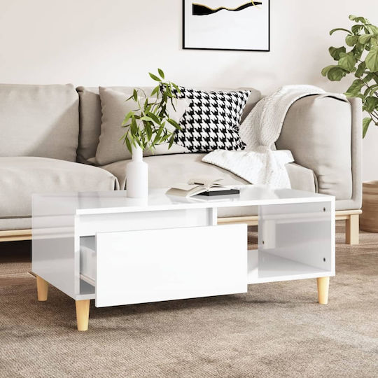 Rechteckig Couchtisch Holz Glossy White B90xT50xH36.5cm