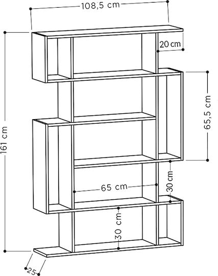 Bibliotecă Mito Albă 108x25x161 cm