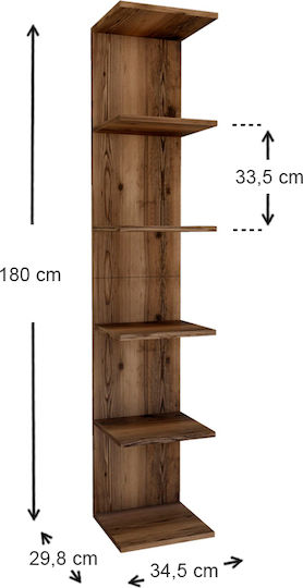 Ogden Brown Bookcase 34.5x30x180cm