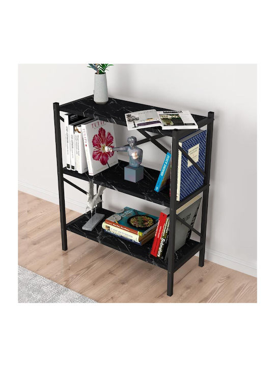Bookcase Colmar Black Marble Effect 66x34x85cm