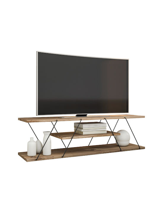 TV Stand Wooden Tars Natural / Black L120xW30xH33cm
