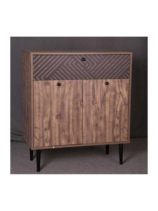 2228 Wooden Shoe Organizer with 4 Shelves Oak - Black 78x37x89cm