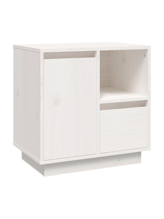 Bedside Table of Solid Wood White 50x34x50cm