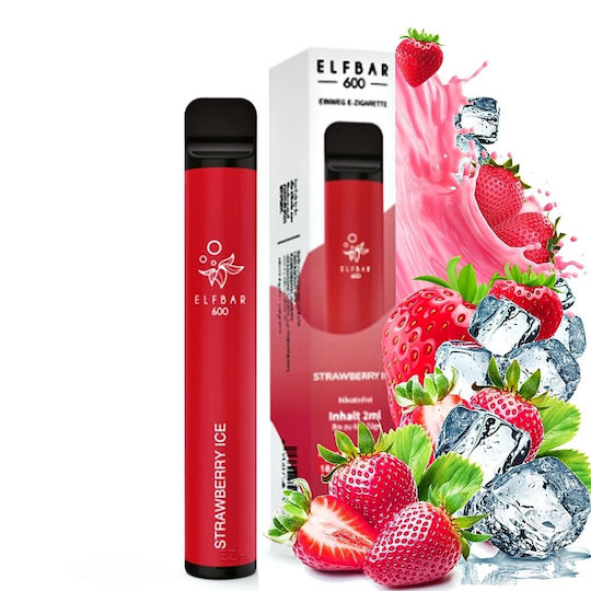 Elf Bar Електронна Цигара за Еднократна Употреба 600 Вдишвания Strawberry Ice Cream 2мл 18мг Розов 1бр