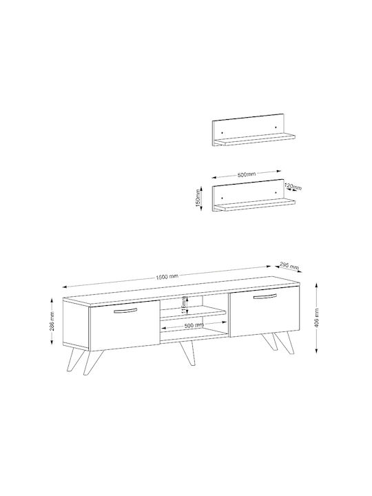 Colin Living Room TV Unit Walnut L150xW30xH40.6cm
