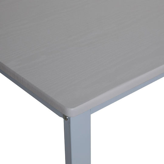 Birou Forma Din Lemn Alb cu Picioare Metalice 120x60x75cm