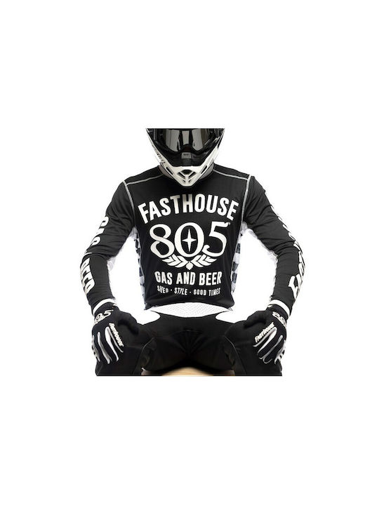 Fasthouse 805 Grindhouse Pentru bărbați Tricou Motocross Mânecă lungă Black/White