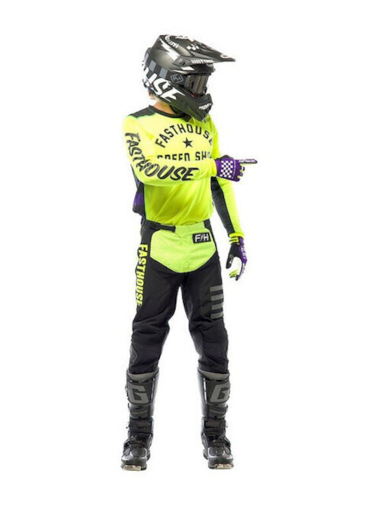 Fasthouse Originals Air Cooled Pentru bărbați Tricou Motocross Mânecă lungă HighViz/Black