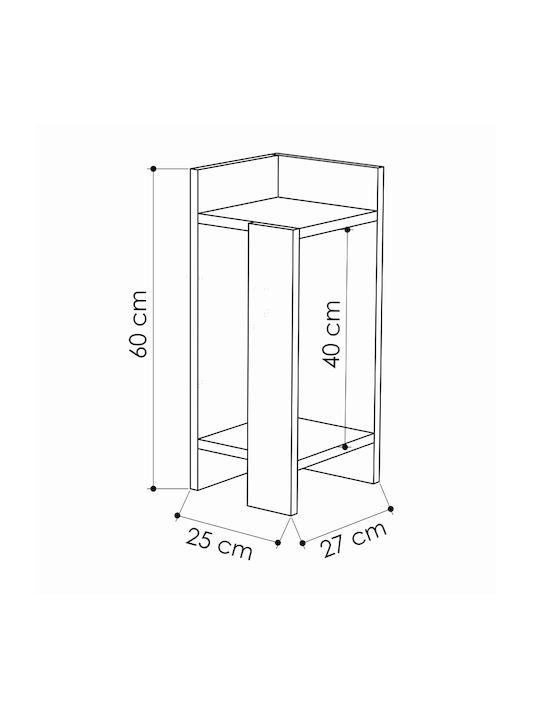 Elos Wooden Bedside Tables 2pcs Λευκό Αντικέ / Γκρι Ρετρό 25x27x60cm