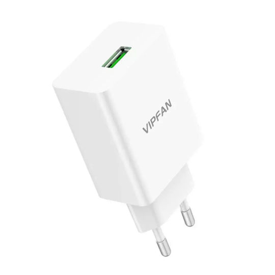 Vipfan Charger with USB-A Port and Cable micro USB 18W Power Delivery / Quick Charge 3.0 Whites (E03)