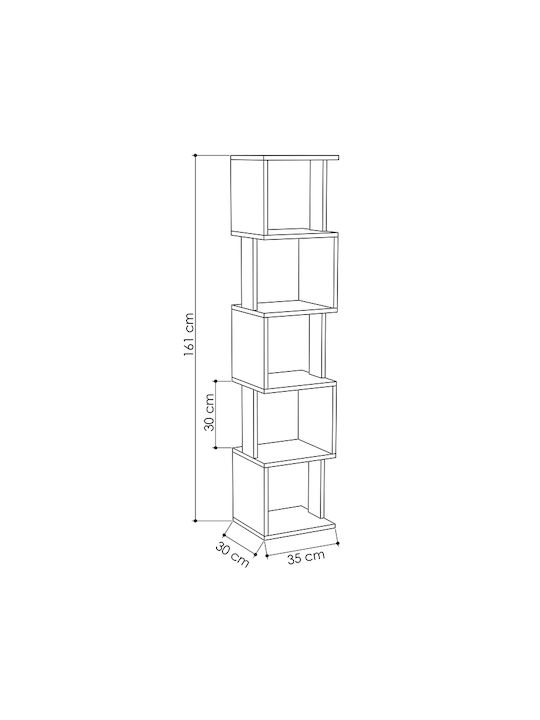 Βιβλιοθήκη Piri Ανοιχτή Μόκα / Ανθρακί 35x30x161εκ.