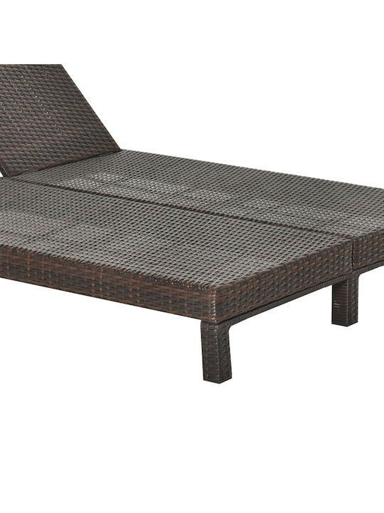 Șezlong Dublu Rattan cu Pernă Maro 195x120x28cm