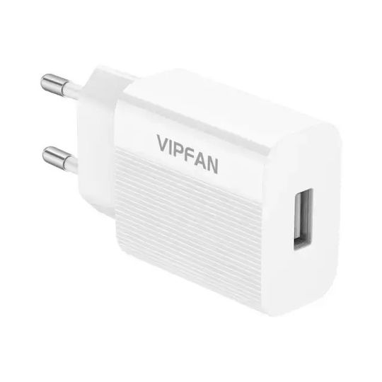 Vipfan Φορτιστής με Θύρα USB-A και Καλώδιο USB-C Λευκός (E01)