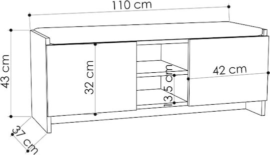 Suport pentru pantofi Zulla cu 6 Rafturi Anthracite / Natural L110xW37xH43cm