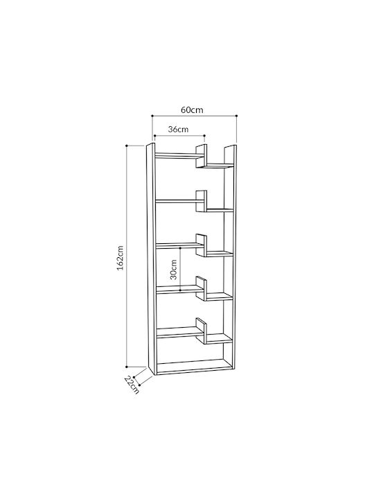 Βιβλιοθήκη Oppa Ανθρακί / Λευκό 60x22x162εκ.