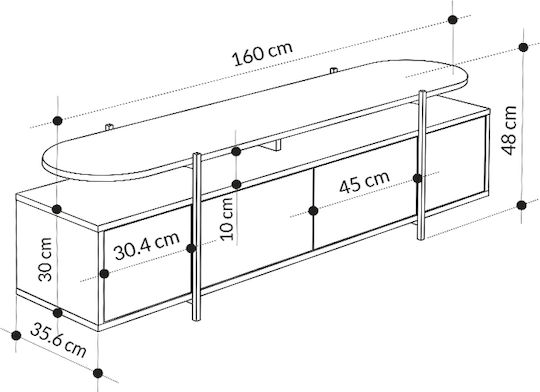TV-Möbel Hölzernes Hanley Weiß L160xB35.6xH48cm