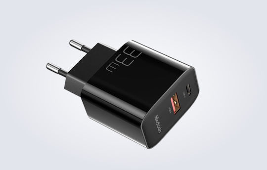 Mcdodo с USB-A порт и USB-C порт и кабел USB-C 33W Черен (CH-0922)