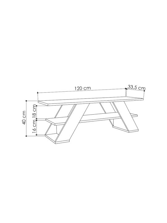 TV Stand Farfalla Anthracite L120xD33.5xH40cm