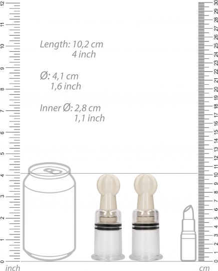 Shots Pumped Nipple Suction Set Medium Clear 2pcs
